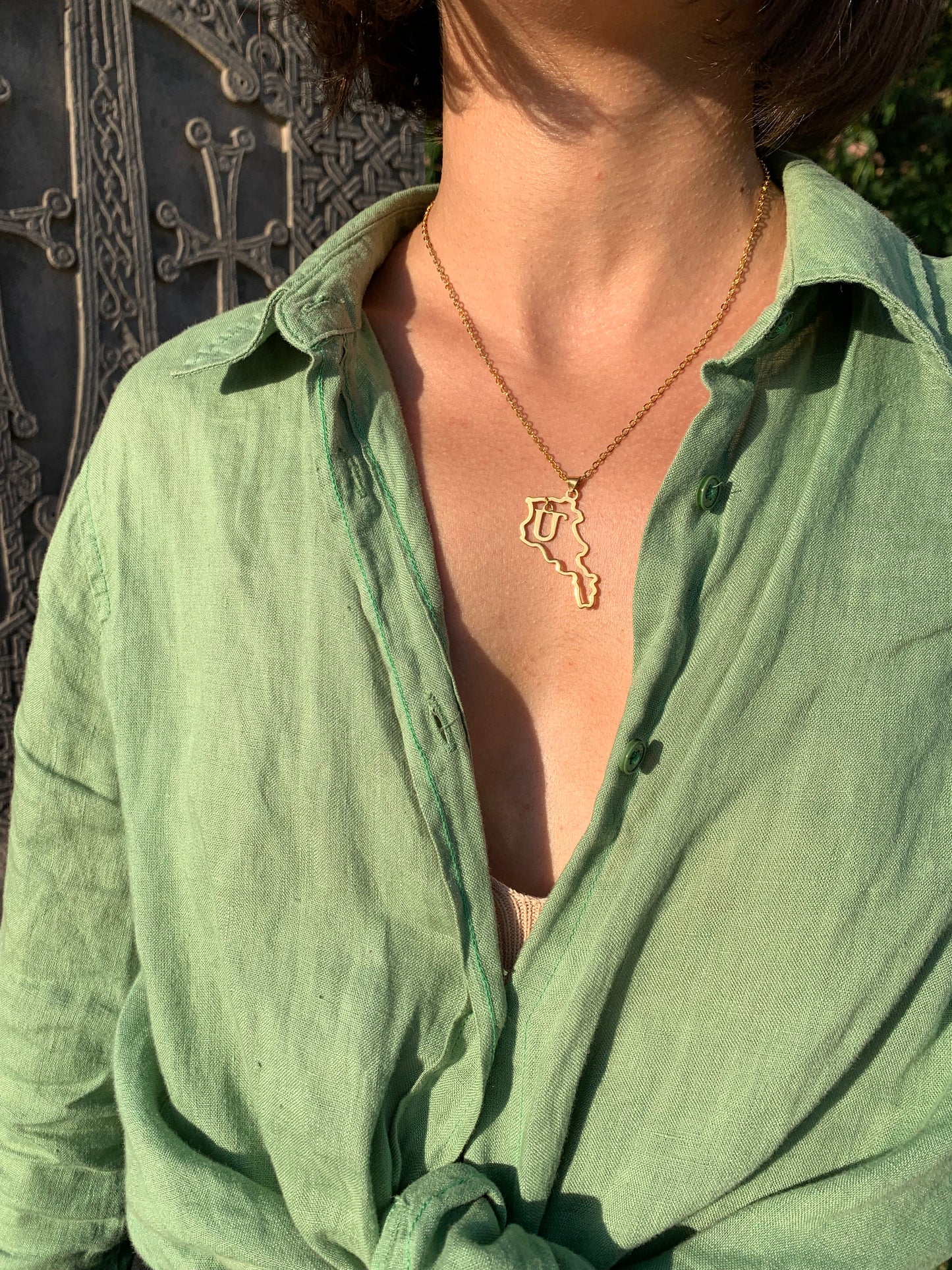 Armenian map necklace with initial